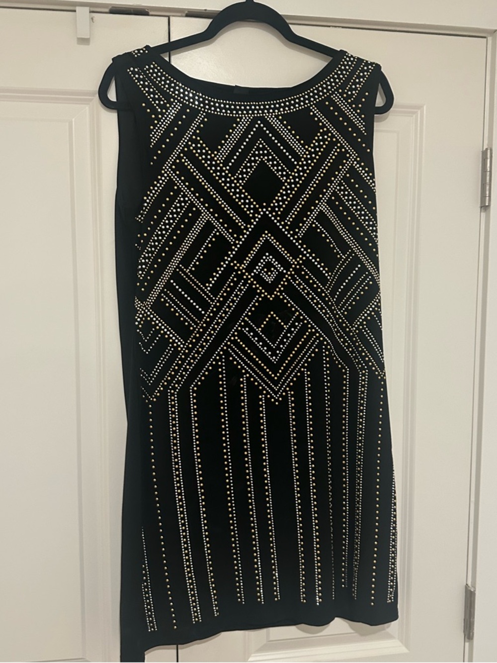 White House Black Market Black Dress with Geometric Design